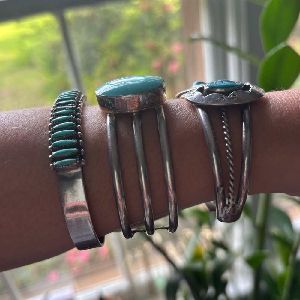 Sterling Silver and Turquoise Cuff Bracelet - Picture 4 of 6